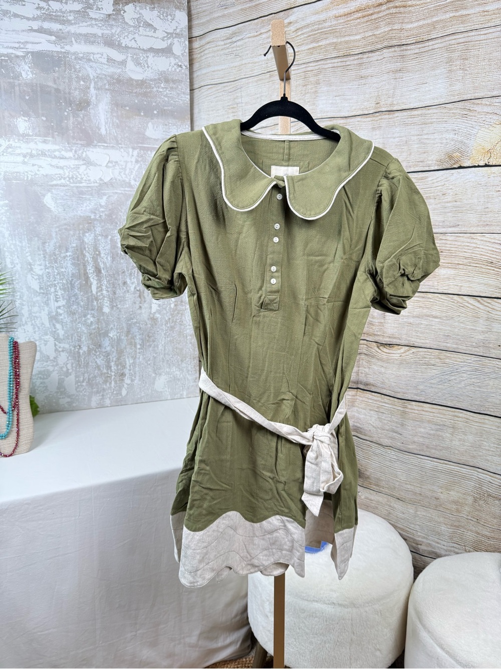 Umgee Colorblocked Scalloped Hem Mini Dress NWT - Picture 6 of 9